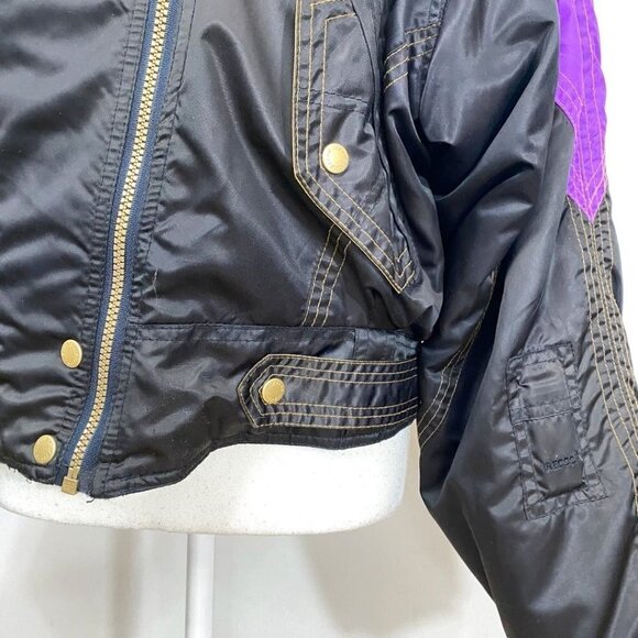 NEVICA VIRAGE SPORT VINTAGE 80S BLACK COLORFUL COMBO ZIP UP WAXED APRES SKI COAT - Picture 6 of 12